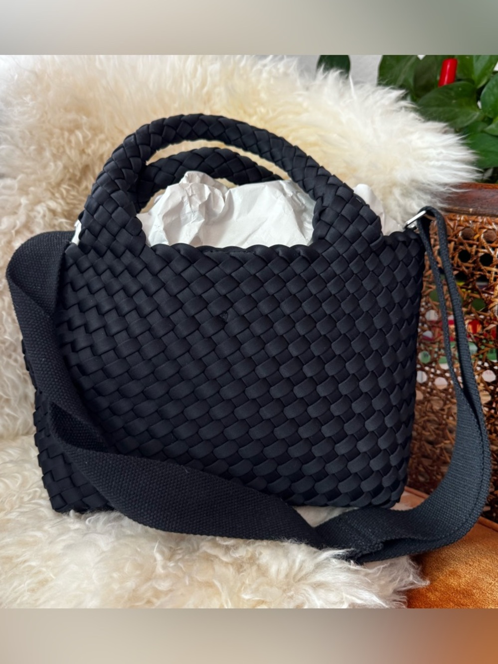 BCBG Max Azria Black Woven Bag